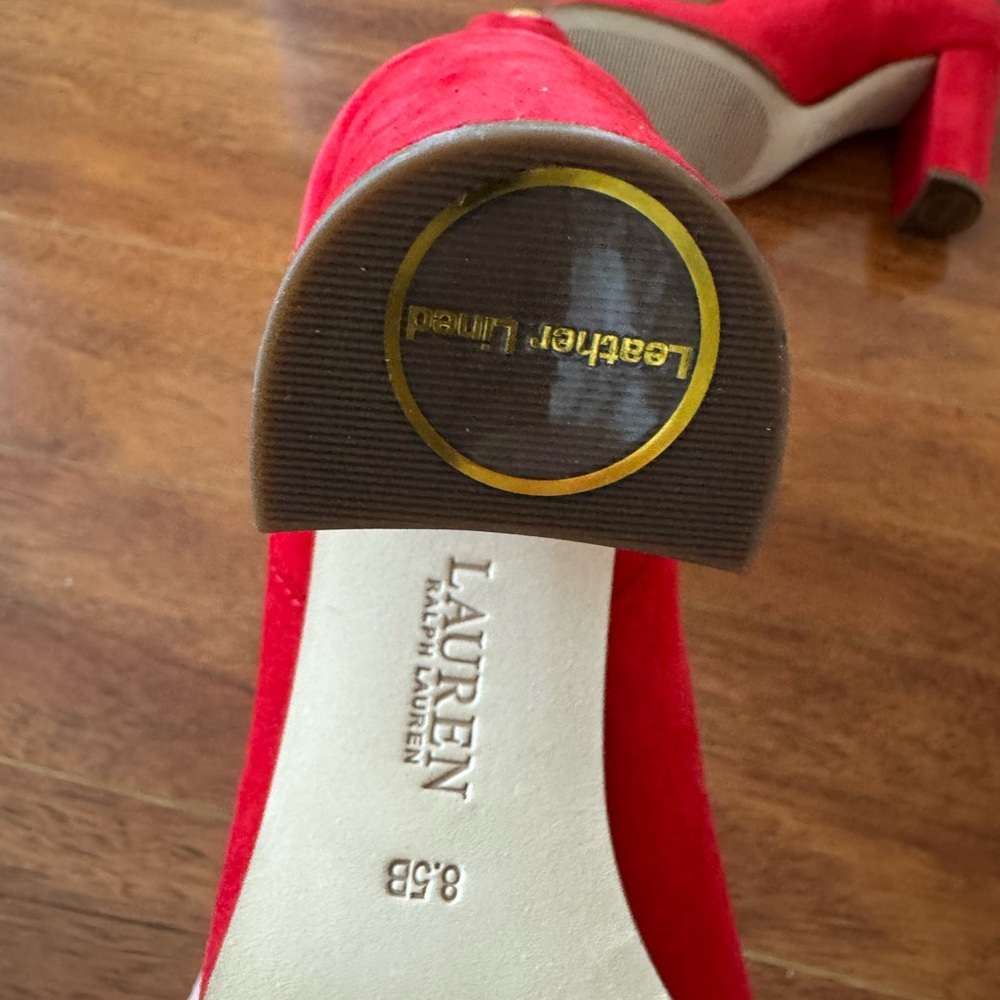 Ralph Lauren Vibrant Red Suede Heeled Boots - Picture 4 of 4